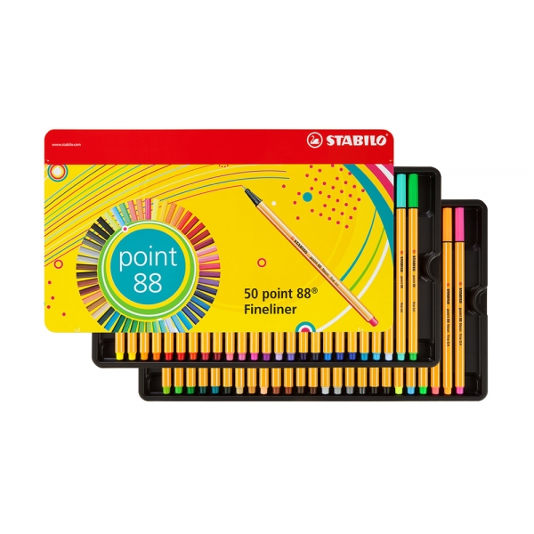 Stabilo Point 88 Scatola in Metallo da 50 Fineliner interno
