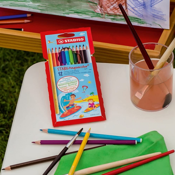 Stabilo Aquacolor Matite Colorate Acquerellabili Astuccio in Cartone da 12 Pastelli dettagli 1