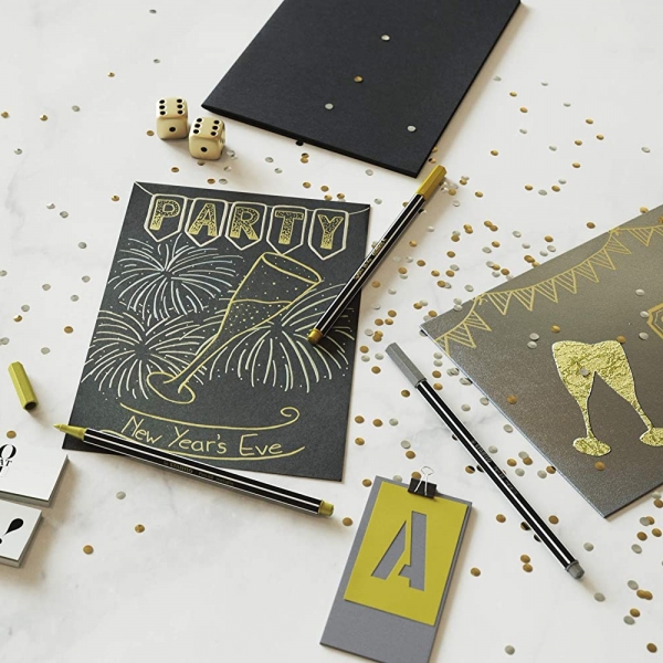 Stabilo Pen 68 Metallic Scatola in Metallo con 6 Pennarelli Metallizati dettagli 1