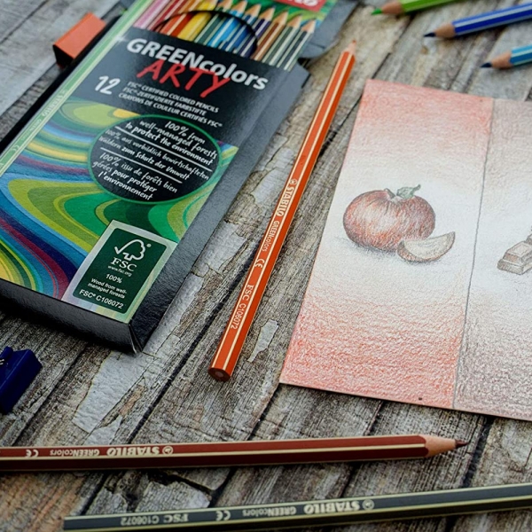 Stabilo GREENColors Matite Colorate Astuccio in Cartone ARTY da 12 Pastelli dettaglio