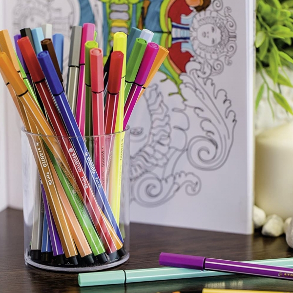 Stabilo Pen 68 Scatola in Metallo da 20 Pennarelli dettaglio