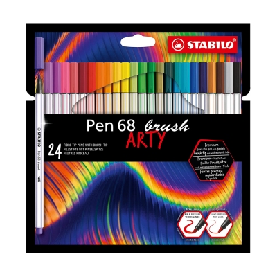 Stabilo Pen 68 Brush Astuccio ARTY con 24 Pennarelli