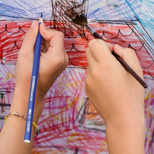 Stabilo Aquacolor Matite Colorate Acquerellabili Cassetta in Legno da 36 Pastelli dettagli 3