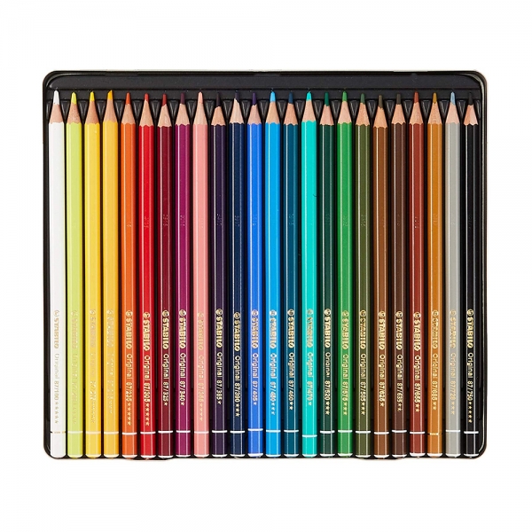 Stabilo Original Matite Colorate Scatola in Metallo da 24 Pastelli interno