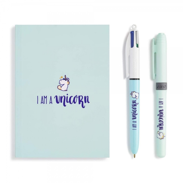 BIC My Message Kit I Am a Unicorn Set di Cancelleria da 3 Pezzi contenuto