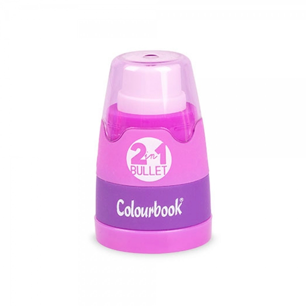 Colourbook Temperamatite 2 in 1 Bullet a 2 Fori con Gomma e Serbatoio viola