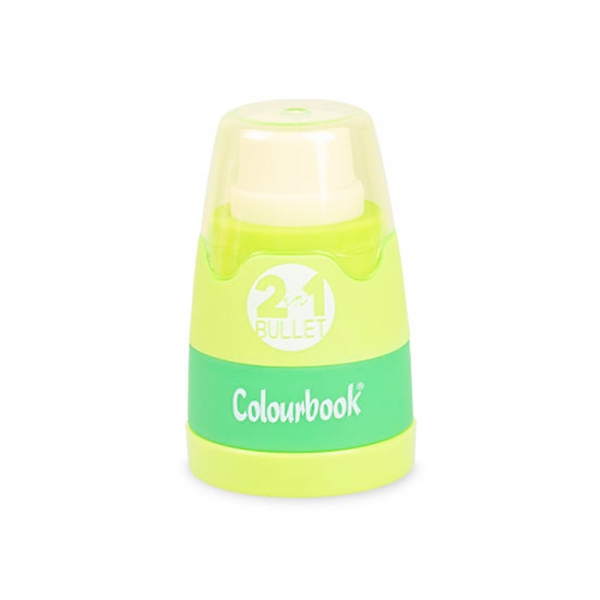 Colourbook Temperamatite 2 in 1 Bullet a 2 Fori con Gomma e Serbatoio verde