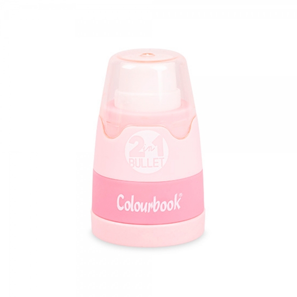 Colourbook Temperamatite 2 in 1 Bullet a 2 Fori con Gomma e Serbatoio rosa pastello