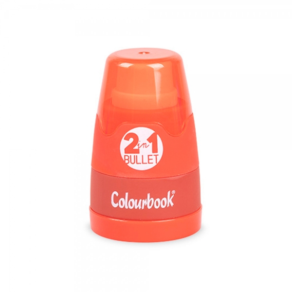 Colourbook Temperamatite 2 in 1 Bullet a 2 Fori con Gomma e Serbatoio rosso