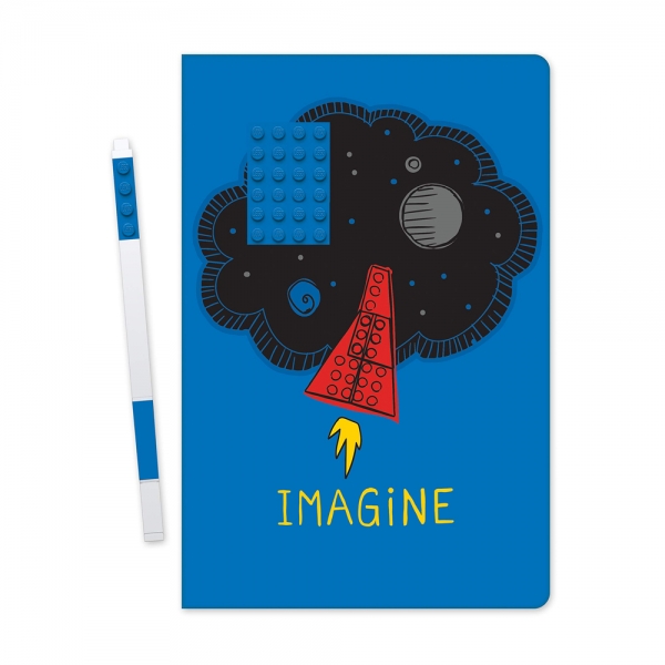 LEGO Notebook Imagine con Penna Gel Blu dettagli 1