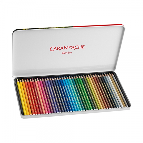 caran-dache-prismalo-aquarelle-scatola-in-metallo-da-40-matite-colorate-acquerellabili-aperto