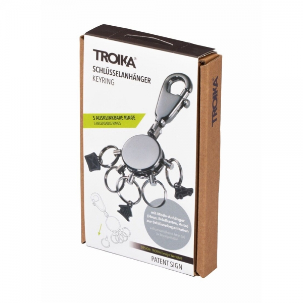 troika-patent-sign-portachiavi-con-5-anelli-e-pendenti-casa-lettera-auto-confezione-regalo