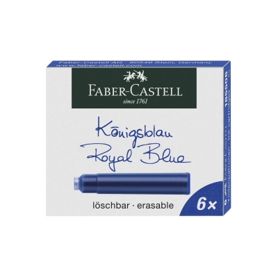 Faber-Castell 6 Cartucce per Penna Stilografica con Inchiostro Blu