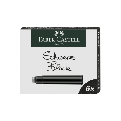 Faber-Castell 6 Cartucce per Penna Stilografica con Inchiostro Nero