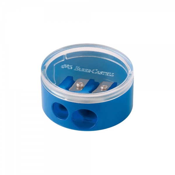 faber-castell-temperamatite-rotondo-a-2-fori-con-serbatoio-twin-blu