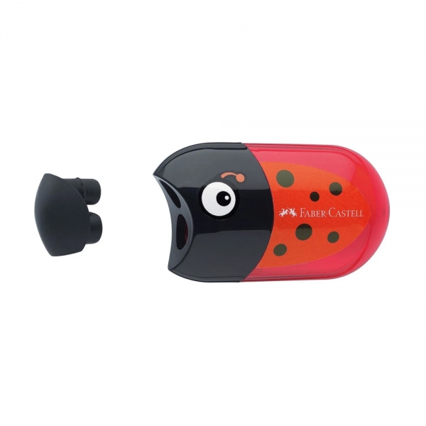 faber-castell-temperamatite-a-2-fori-con-serbatoio-e-gomma-animals-coccinella-aperto
