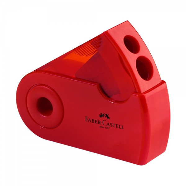 faber-castell-temperamatite-a-2-fori-con-serbatoio-sleeve-rossoblu