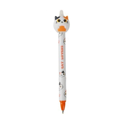 iTotal Penna Gel Cancellabile 3D Blu Gatto Arancione
