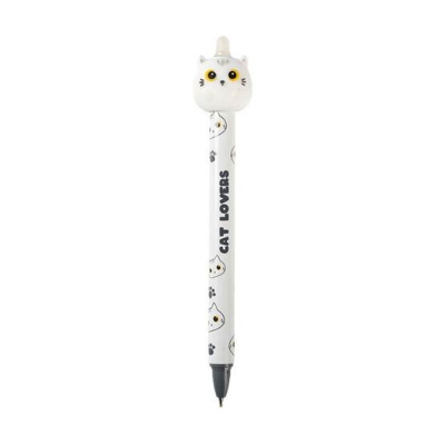 iTotal Penna Gel Cancellabile 3D Blu Gatto Bianco