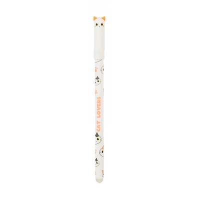 iTotal Penna Gel Cancellabile Blu con Cappuccio Gatto Arancione