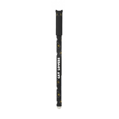 iTotal Penna Gel Cancellabile Blu con Cappuccio Gatto Nero