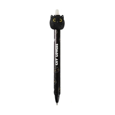 iTotal Penna Gel Cancellabile 3D Blu Gatto Nero