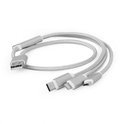 Cablexpert Cavo di Ricarica USB 3 in 1 Lightning - Type-C - Micro-USB Silver