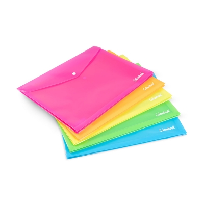 Colourbook Busta Portadocumenti a Soffietto con Bottone A4 Fluo