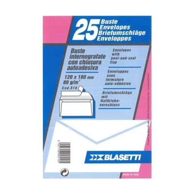 Blasetti 25 Buste Internografate con Chiusura Autoadesiva 120x180 mm