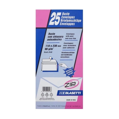 Blasetti 25 Buste con Chiusura Autoadesiva 110x230 mm
