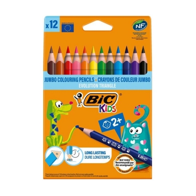 Bic Kids Astuccio da 12 Matite Colorate Jumbo Evolution Triangle