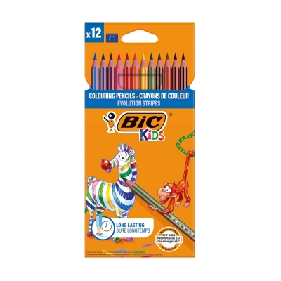 Bic Kids Astuccio da 12 Matite Colorate Evolution Stripes