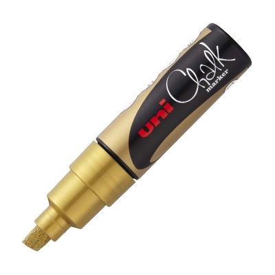 Uni Chalk Marcatore a Gesso Liquido con Punta a Scalpello 8 mm Oro