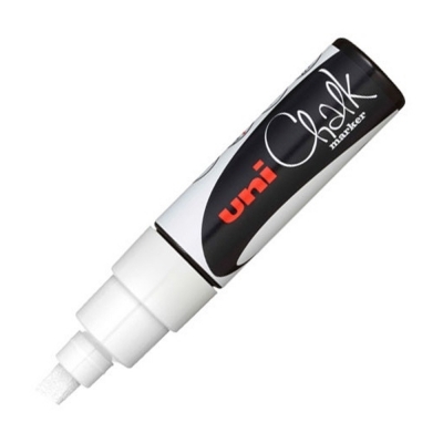 Uni Chalk Marcatore a Gesso Liquido con Punta a Scalpello 8 mm Bianco