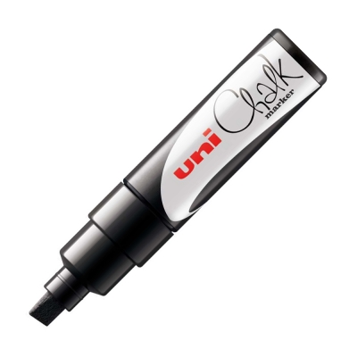 Uni Chalk Marcatore a Gesso Liquido con Punta a Scalpello 8 mm Nero