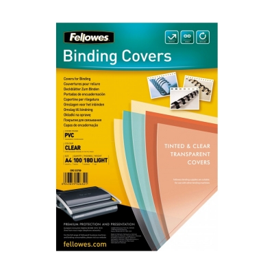 Fellowes Copertine Trasparenti  in PVC per Rilegatura 180 μm A4 100 Pezzi