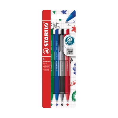 Stabilo Pointball Colorful Astuccio con 4 Penne a Sfera