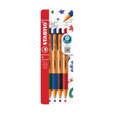 Stabilo Pointball Astuccio con 4 Penne a Sfera