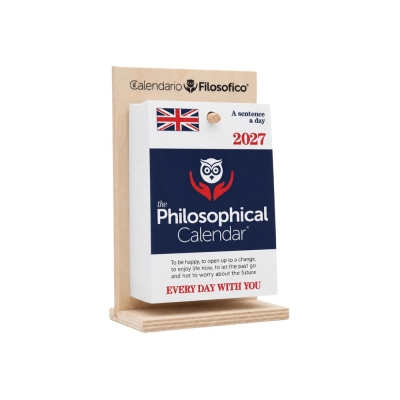 The Philosophical Calendar 2027 - Calendario in Inglese A6 Piccolo 10x14 cm con Supporto in Legno
