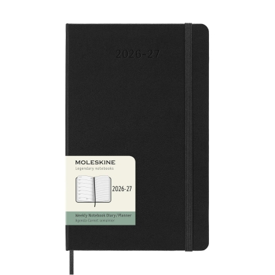 Moleskine Agenda Settimanale 2026/27 18 Mesi Large 13x21 cm Copertina Rigida Nera