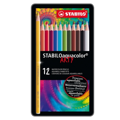 Stabilo Aquacolor Matite Colorate Acquerellabili Scatola in Metallo da 12 Pastelli